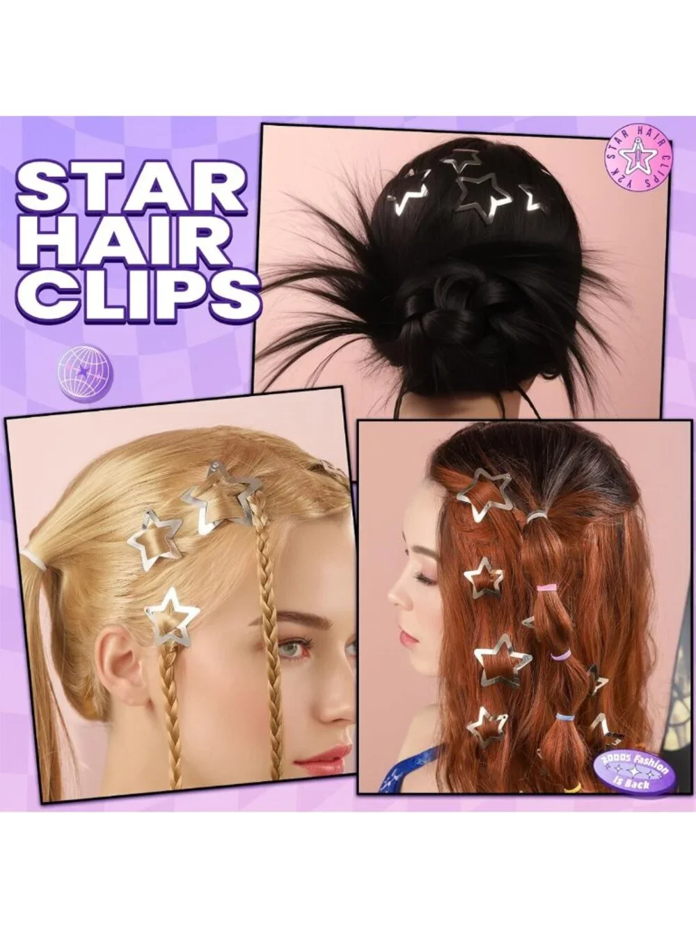 20 Pcs Y2K Hair Clips & Barrettes Set - Silver Non-Slip Snap Hair Accessories